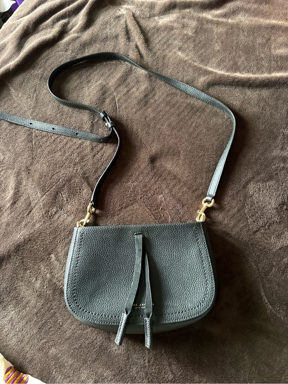 Marc Jacobs Black Pebbled Leather Crossbody with Tassel Accent